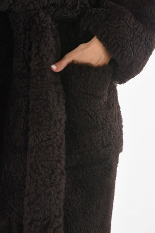 Cappotto Shearling Con Cappuccio E Cintura