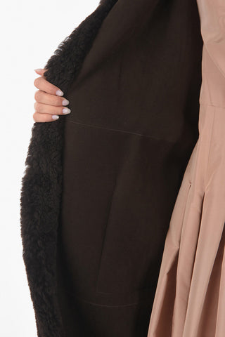 Cappotto Shearling Con Cappuccio E Cintura