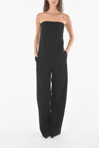 Wide Leg Strapless Tailored Jumpsuit