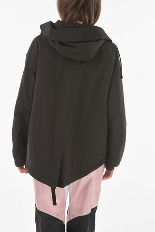 Hooded Padded Bomber Jacket with Waist Drawstring
