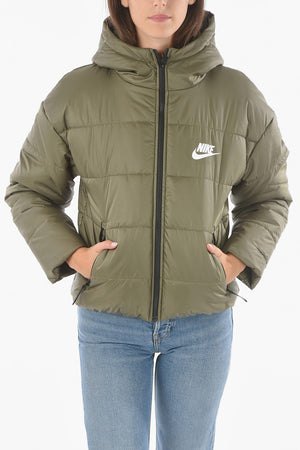 Padded Bomber Hoodie with Logo Print