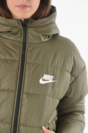 Padded Bomber Hoodie with Logo Print