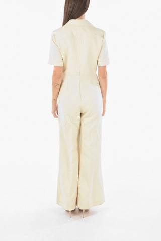 Zip-up Twill Wool Jumpsuit with Multipocket