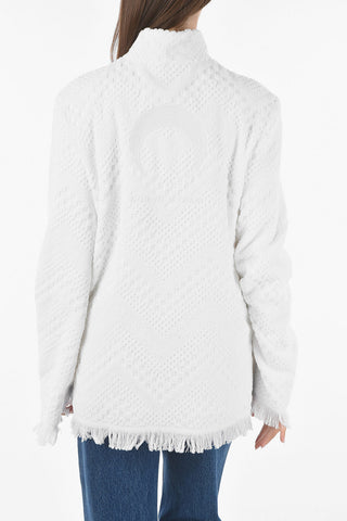 Zipped Fringed Recycled Cotton Sweater