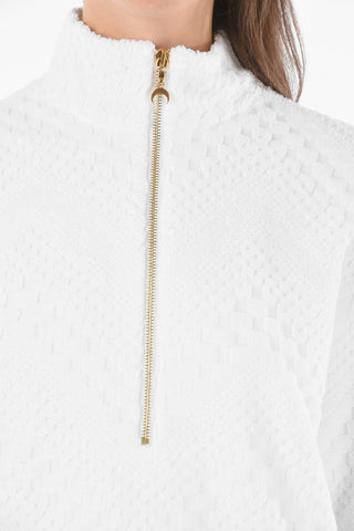 Zipped Fringed Recycled Cotton Sweater