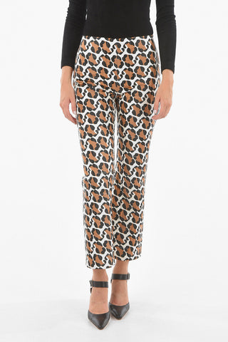 Quilted SPLASH Straight Fit Pants with Leopard Motif