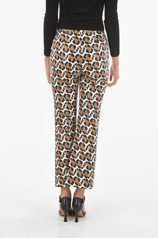 Quilted SPLASH Straight Fit Pants with Leopard Motif