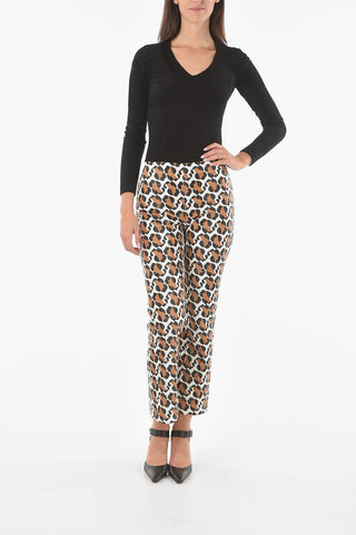 Quilted SPLASH Straight Fit Pants with Leopard Motif