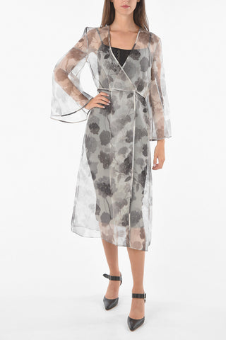 Silk Organza SHADY FLOWERS Midi Dress with Inner Slip