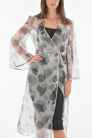 Silk Organza SHADY FLOWERS Midi Dress with Inner Slip