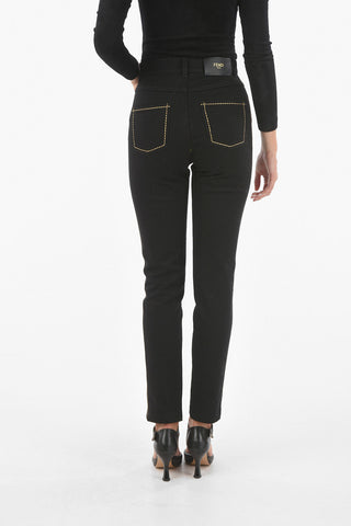 Stretchy Denim Jeans with Contrasting Trims