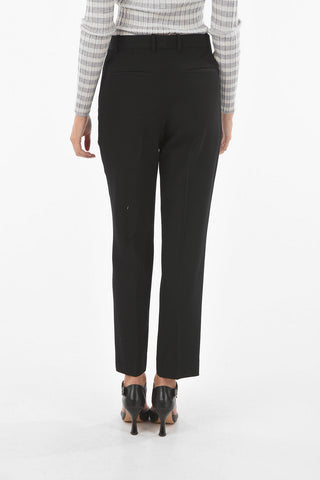 Wool Tailored Pants with Brass Fastening Detail