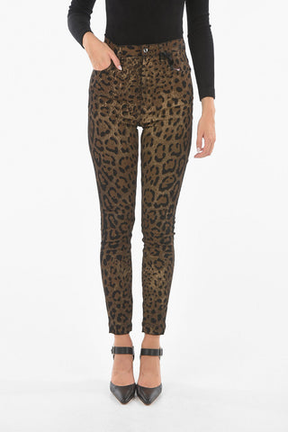 GRACE Leopard Printed Stretch Cotton Skinny Fit Denims