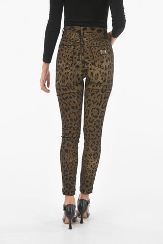 GRACE Leopard Printed Stretch Cotton Skinny Fit Denims