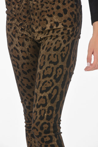GRACE Leopard Printed Stretch Cotton Skinny Fit Denims