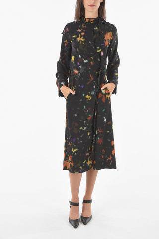 Midi Wrap Dress with Abstract Print