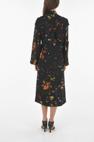 Midi Wrap Dress with Abstract Print