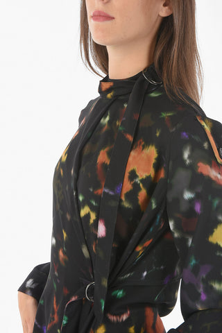 Midi Wrap Dress with Abstract Print