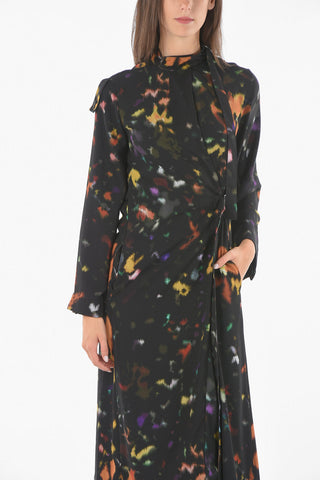 Midi Wrap Dress with Abstract Print
