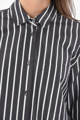 Breast-pocket Balanced Stripe Cotton Shirt