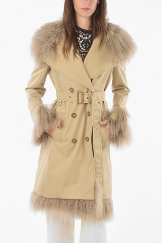 Double-breasted Trench with Real-furred Trims