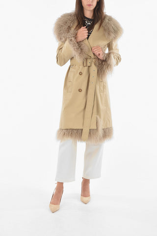 Double-breasted Trench with Real-furred Trims