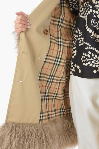 Double-breasted Trench with Real-furred Trims