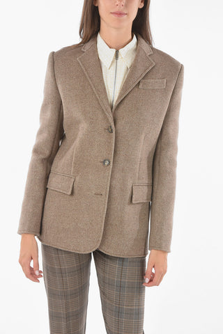 Blazer in Lana Sfoderato con Rifiniture in contrasto
