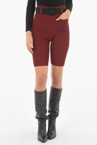 Ribbeed Stretchy Biker Shorts With Pockets
