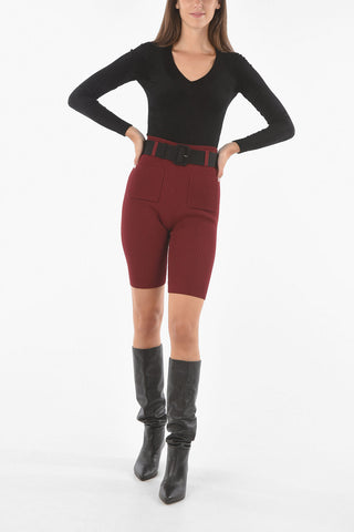 Ribbeed Stretchy Biker Shorts With Pockets