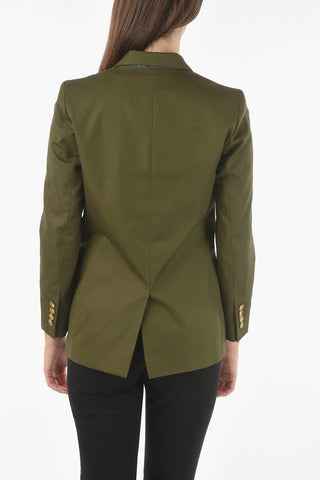 Double-breasted Cotton Blazer with Peak Lapel