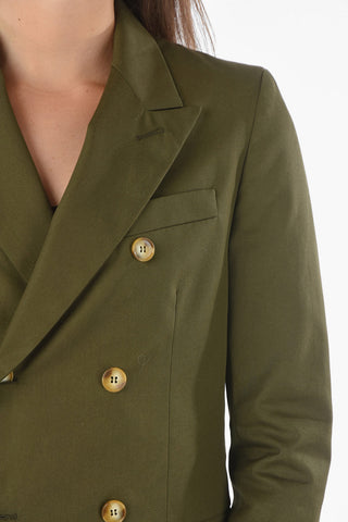 Double-breasted Cotton Blazer with Peak Lapel