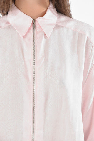Monogram Silk Satin Shirt with Zip Fastening