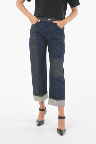 Low Waist Tw-Tone Wide Tube Jeans