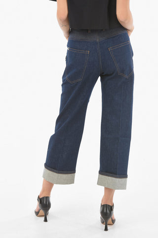 Low Waist Tw-Tone Wide Tube Jeans