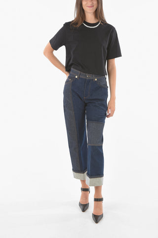 Low Waist Tw-Tone Wide Tube Jeans