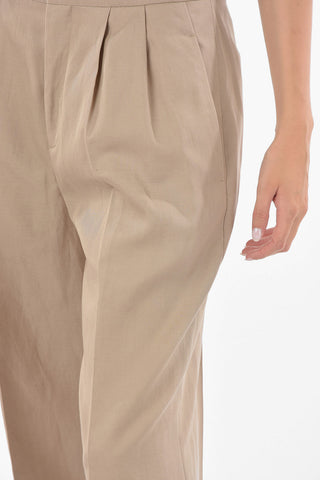 Double Pleated Linen Blend Pants