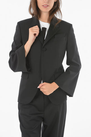Wool Blend Lined TUXEDO SUPER SKINNY FIT Single Breasted Blazer