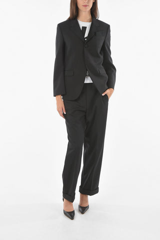Wool Blend Lined TUXEDO SUPER SKINNY FIT Single Breasted Blazer