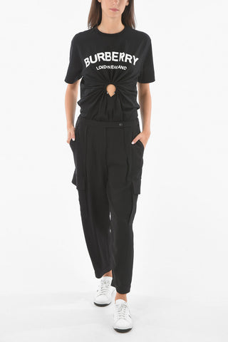 Buttoned Cuff Cropped Fit Cargo Pants