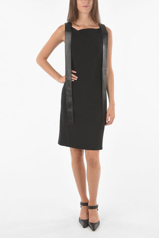 Sleeve-less Bodycon Dress with Leather Detailing