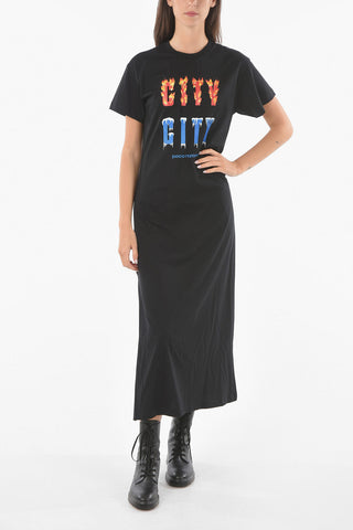 KIMURA TSUNEHISA Short Sleeved Crewneck CITY Printed Dress