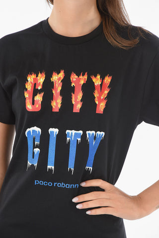 KIMURA TSUNEHISA Short Sleeved Crewneck CITY Printed Dress