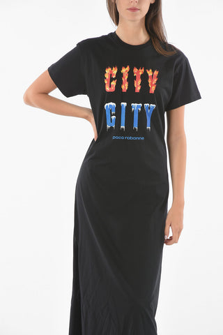 KIMURA TSUNEHISA Short Sleeved Crewneck CITY Printed Dress