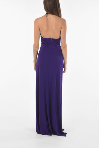 Jewel Neckline Bare Back Wrap Maxi Dress