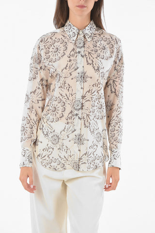 Silk-satin Shirt with Floral Pattern