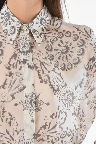 Silk-satin Shirt with Floral Pattern