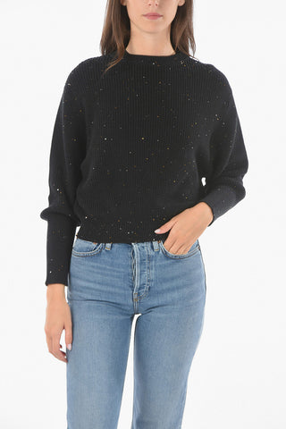 Silk Blend Crewneck Sweater embellished with Sequins