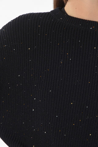 Silk Blend Crewneck Sweater embellished with Sequins