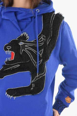 Hooded Fleece Sweater Dress with Logo Patch